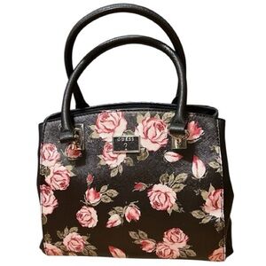 Guess Black and Pink Rose Satchel